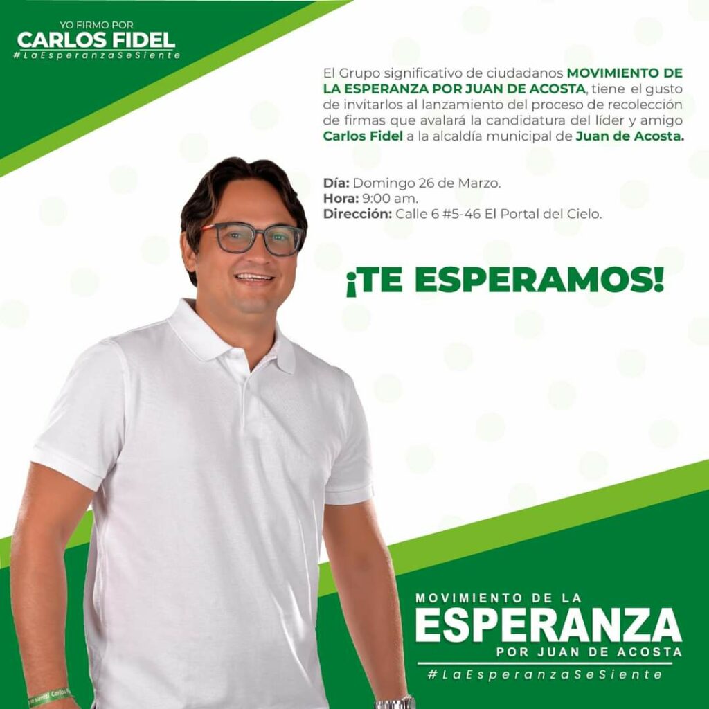 Movimiento de la Esperanza por Juan de Acosta,inicia recolección de firmas.