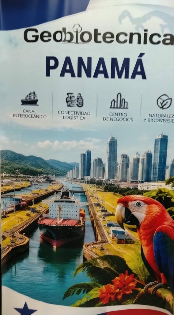 Paneles de los países participantes en la cuarta edición de la Geoferia 2026 organizada por Geotécnica.